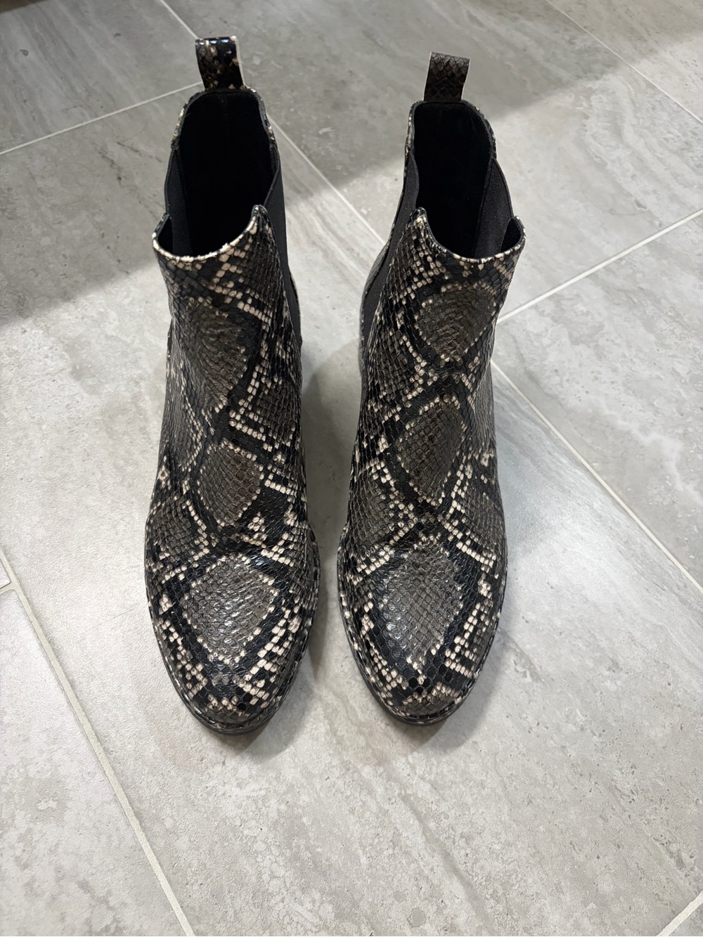 Panara Made in Italy Snakeskin Leather Chelsea Boots-Grey/Black- 6.5 EU 36 1/2